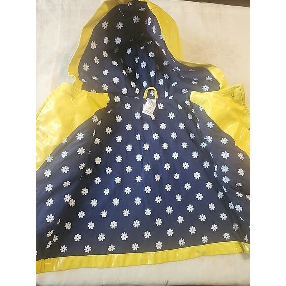 Infant Girls Raincoat 12 M Yellow Daisy Floral Lining Waterproof Pockets Button - Picture 6 of 9